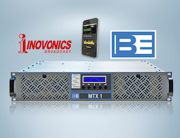 Audio rack equipment with Inovonics and B3 logos on a light blue background. Audio rack equipment with Inovonics and B3 logos on a light blue background.